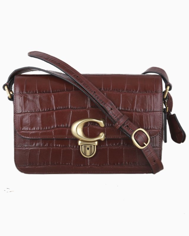 Bolsa Coach Original Studio Shoulder Bag Croco Vinho Feminina