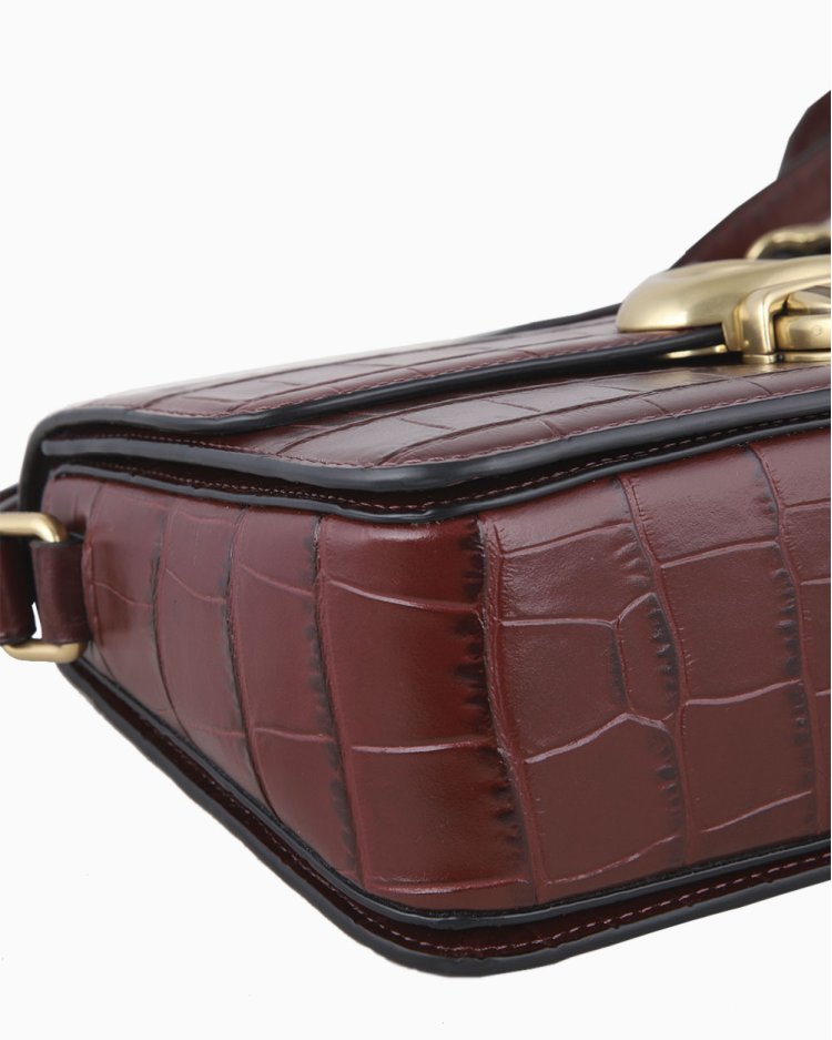 Bolsa Coach Original Studio Shoulder Bag Croco Vinho Feminina