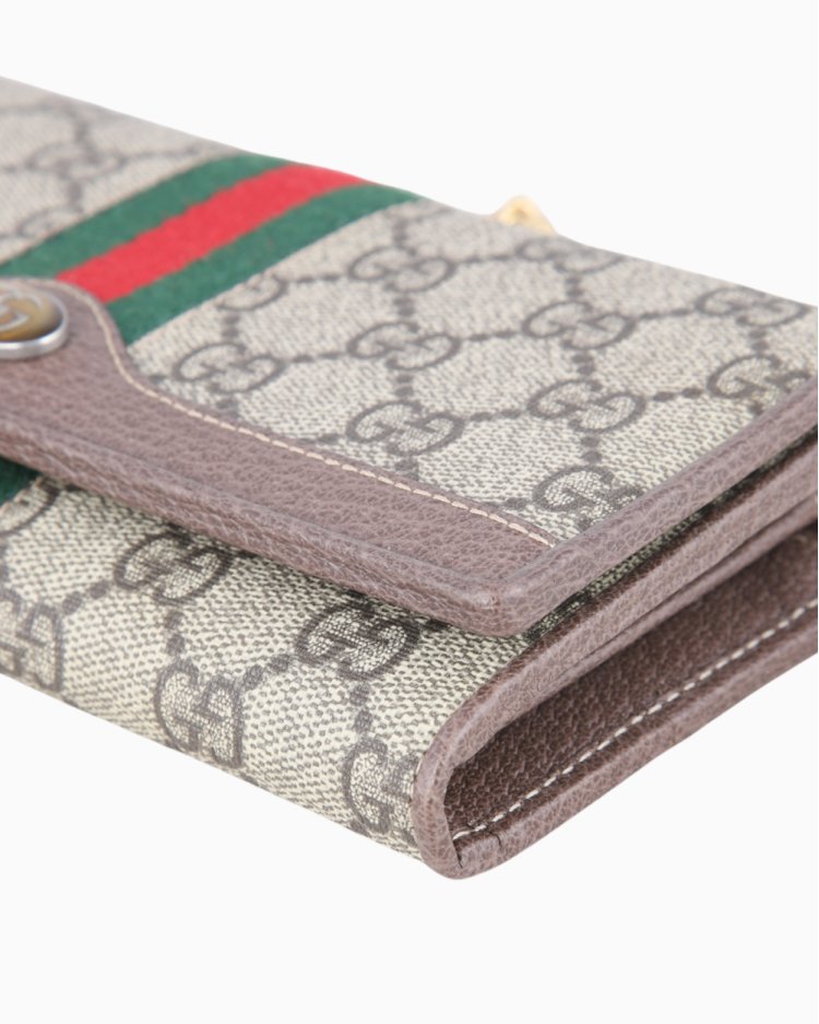 Bolsa Carteira Gucci Original Ophidia GG Supreme Canvas Ebony Feminina