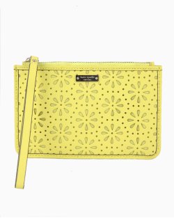 Carteira Kate Spade Cedar Street Perforated Amarelo Neon