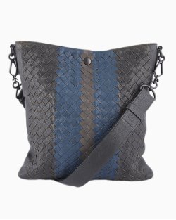 Bolsa Bottega Veneta Intrecciato Leather Flat Messenger Tricolor 