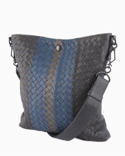 Bolsa Bottega Veneta Intrecciato Leather Flat Messenger Tricolor 