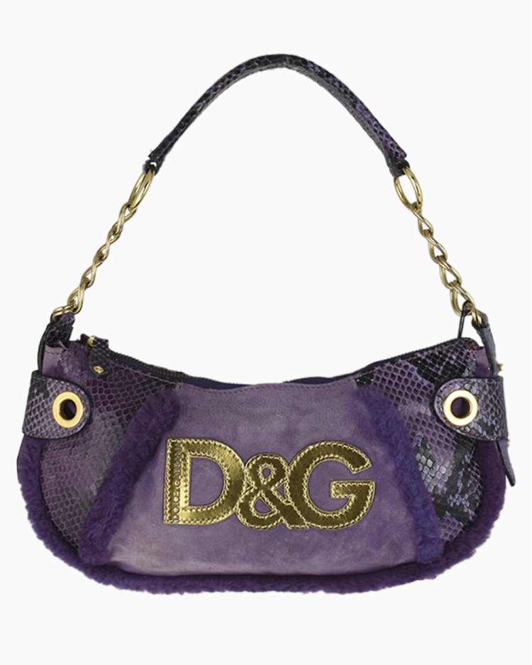 Bolsa Dolce & Gabbana Original D&G Python Camurça Roxa Feminina