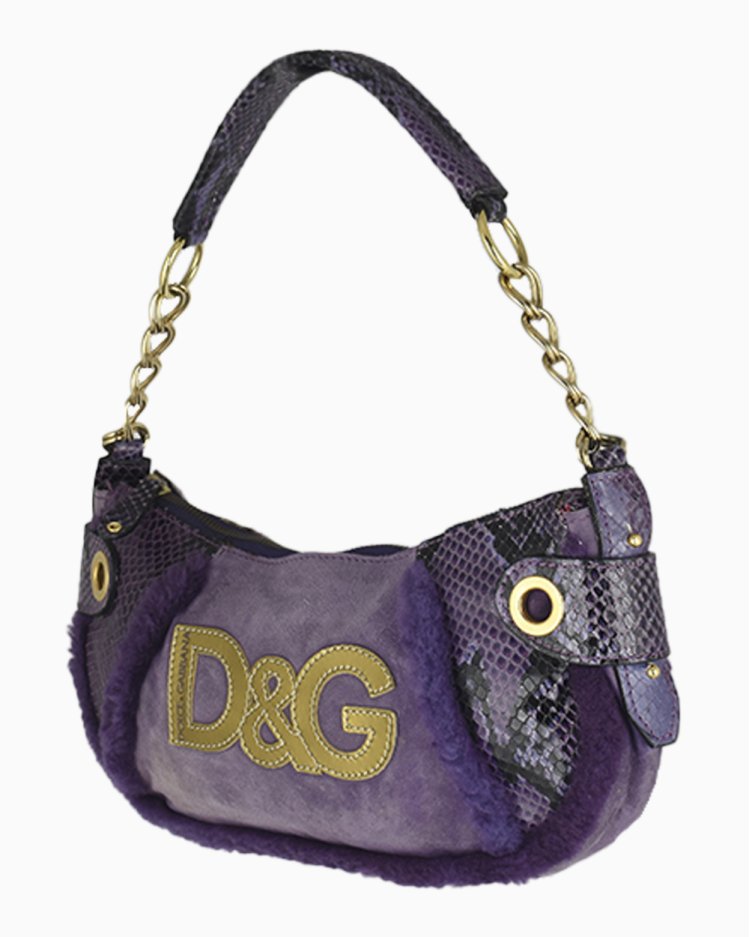 Bolsa Dolce & Gabbana Original D&G Python Camurça Roxa Feminina
