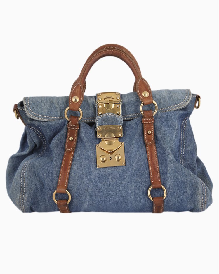 ナ*オ様 miu miu 希少 00s ビンテージ レザーバッグ ブルー Bolsa Miu Miu Original Satchel Jeans Azul Feminina