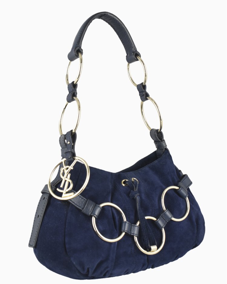 Bolsa Saint Laurent Original Saharienne Camurça Vintage Azul Feminina