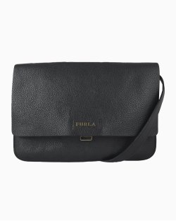Bolsa Furla Messenger Flap Couro Preta