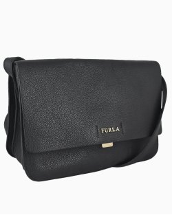 Bolsa Furla Messenger Flap Couro Preta