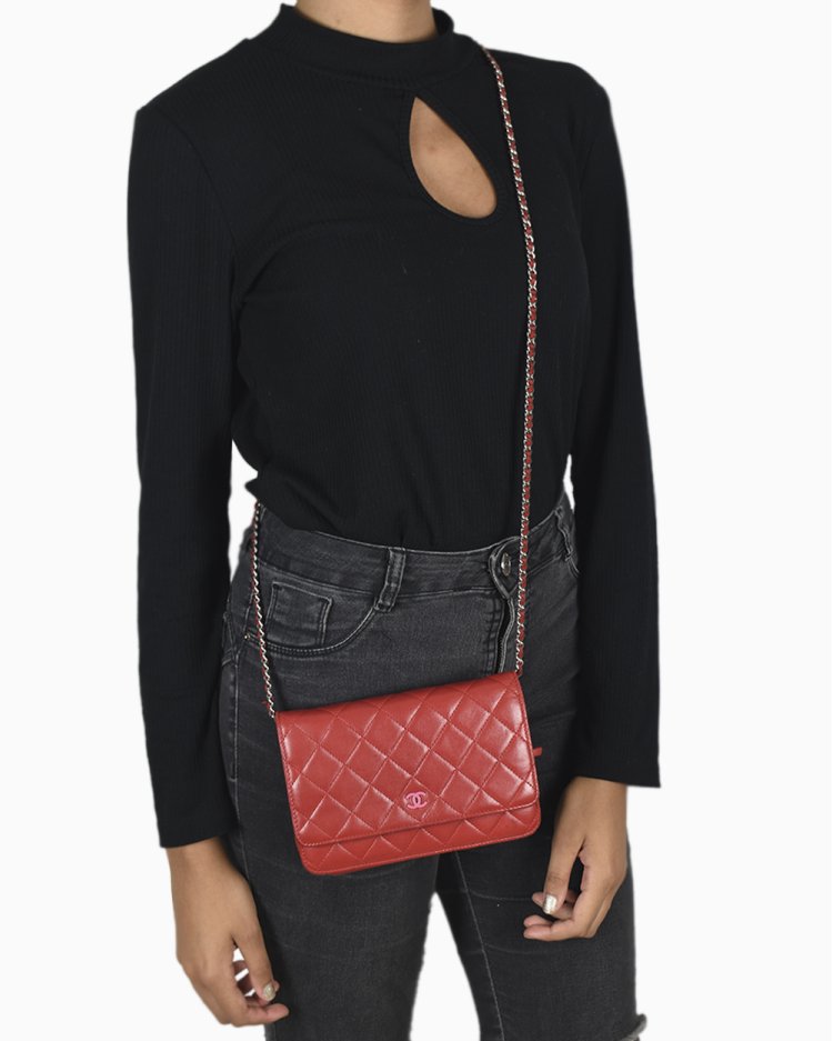Bolsa Chanel Original Woc Vermelha Feminina