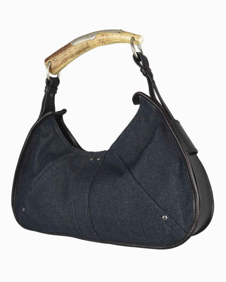 Bolsa Saint Laurent Original Mombasa Horn Denim Azul Feminina