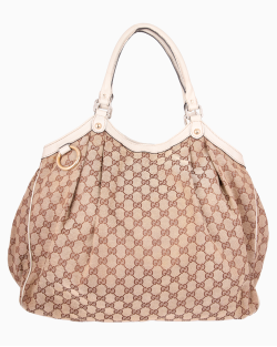 Bolsa Gucci Sukey GG Canvas Large Tote Bege