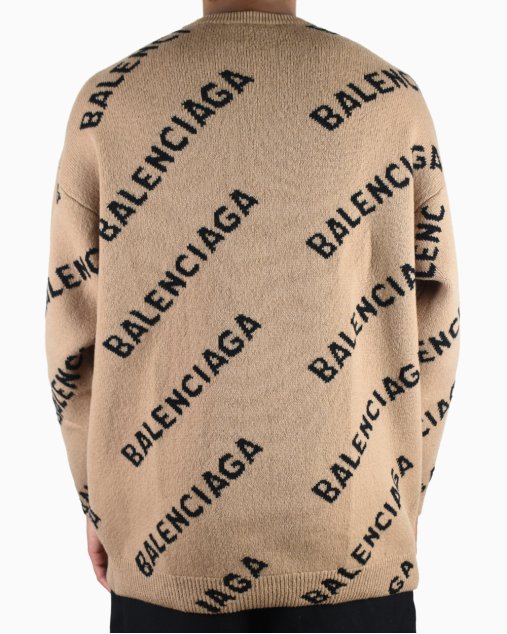Suéter Balenciaga Original Tricot Logo Bege Masculino