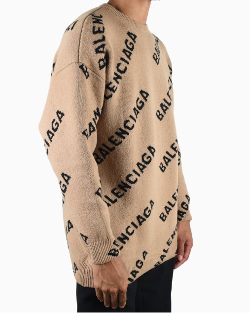 Suéter Balenciaga Original Tricot Logo Bege Masculino