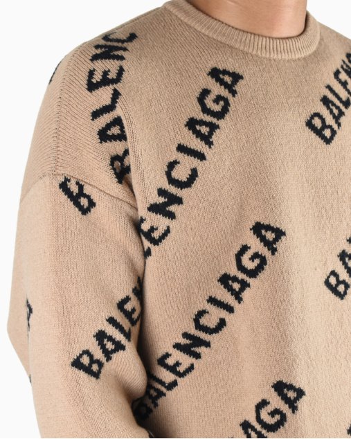 Suéter Balenciaga Original Tricot Logo Bege Masculino