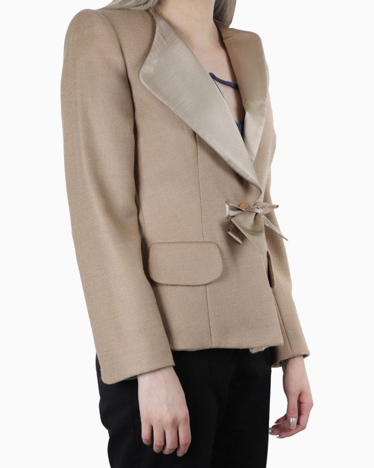 Blazer Giorgio Armani Original Lã Bege Feminino