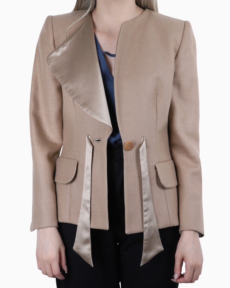 Blazer Giorgio Armani Original Lã Bege Feminino