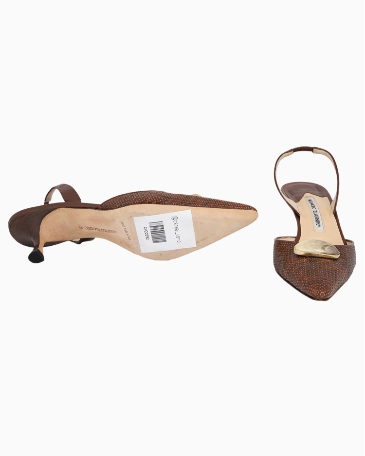 Sapato Manolo Blahnik Original SlingBack Marrom Feminino