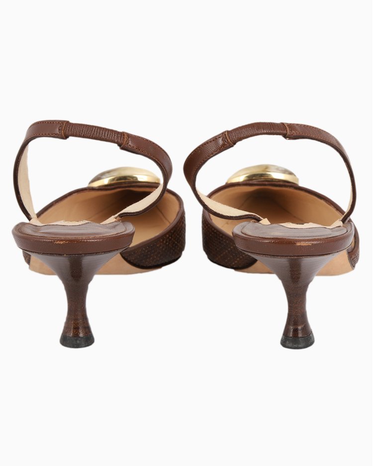 Sapato Manolo Blahnik Original SlingBack Marrom Feminino