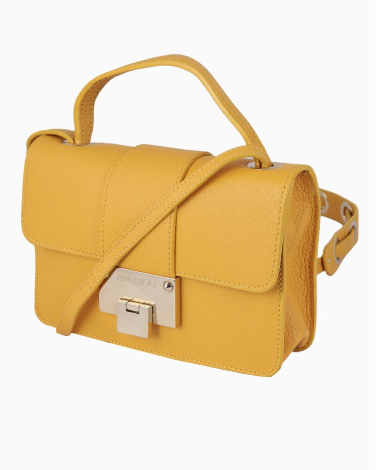 Bolsa Jimmy Choo Original Rebel Flap Top Handle Amarela Feminino