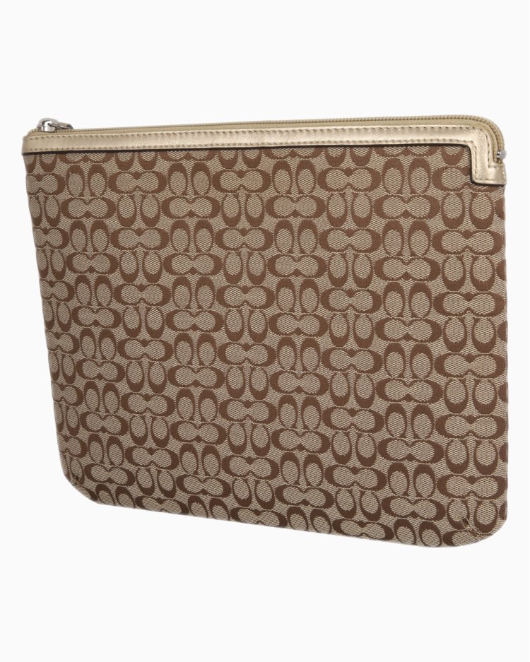 (美品) COACH iPadケース シグネチャー柄 ブラウン Capa Para Ipad Coach Original Signature Canvas Monograma Feminina