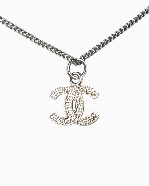 Colar Chanel Original CC Logo Com Strass Prateado Feminino