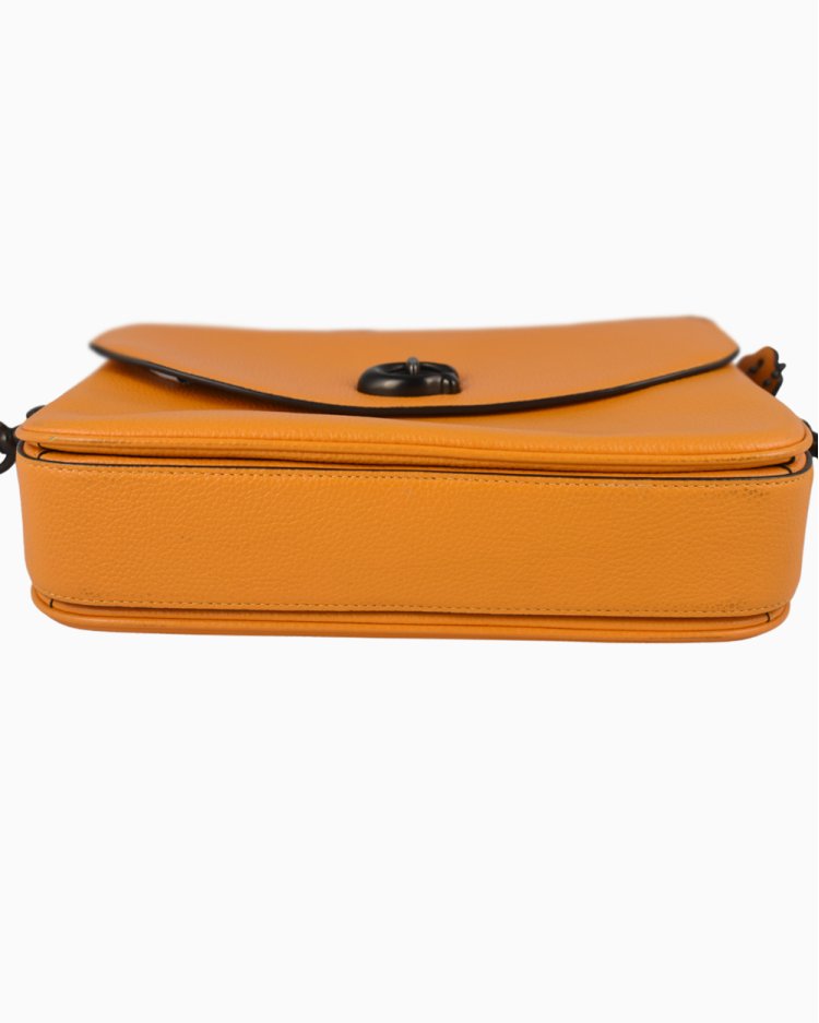 バッグ COACH Orange Canvas Leather Messenger Bolsa Coach Original Messenger Turn Lock Laranja Feminina