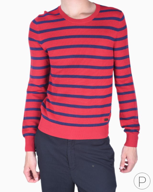 Suéter Burberry Original Tricot Listrado Vermelho/Azul Masculino