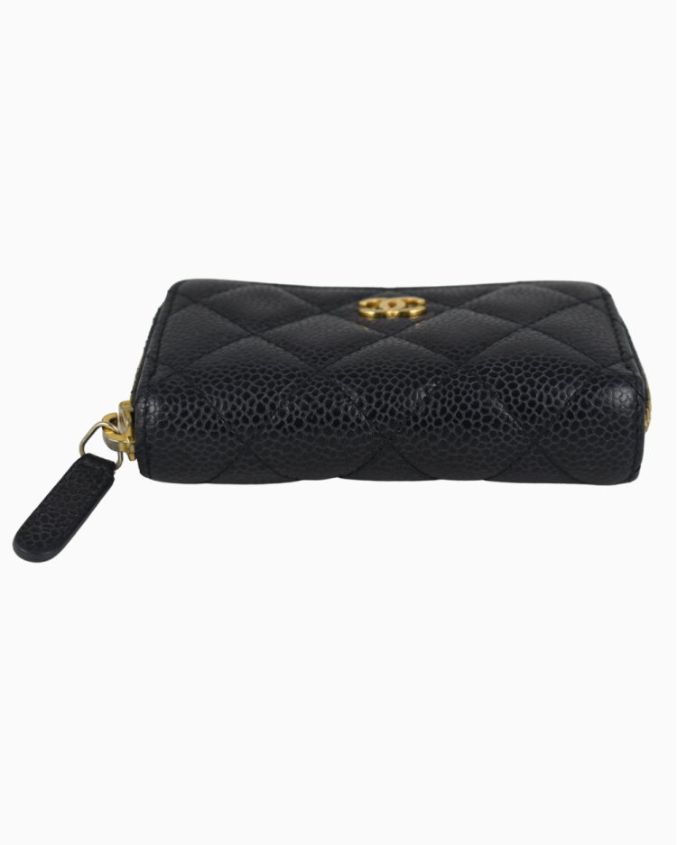 Porta Moedas Chanel Original Caviar Zip Preto Feminino