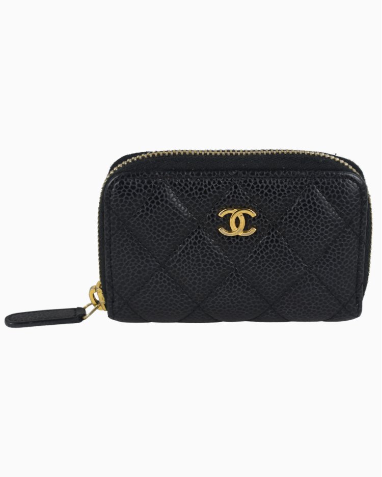 Porta Moedas Chanel Original Caviar Zip Preto Feminino