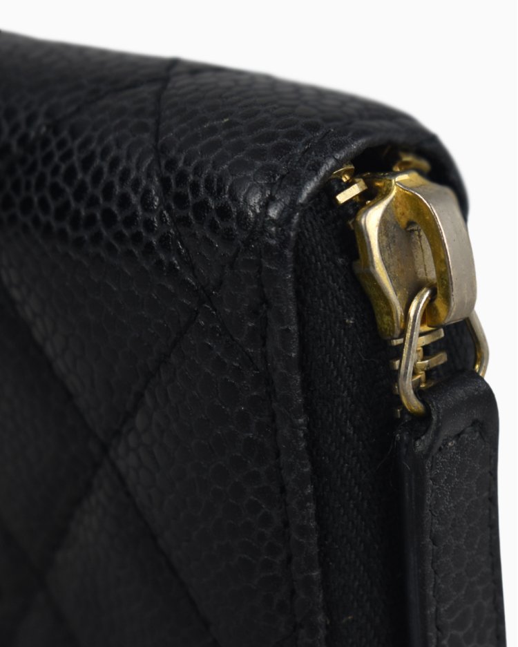 Porta Moedas Chanel Original Caviar Zip Preto Feminino