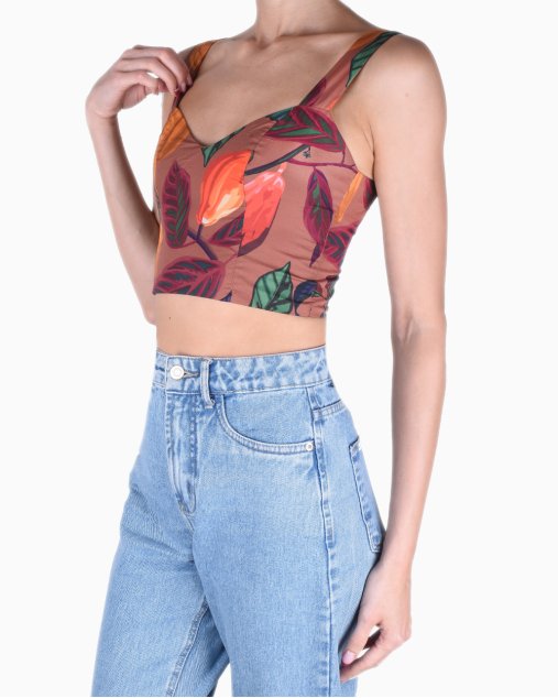 Marmo-Print Off-Shoulder Cropped Top main image 0