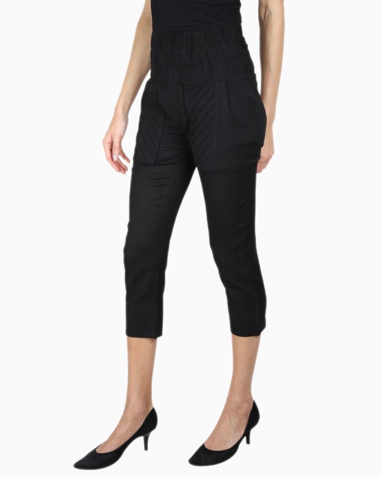 Calça Sophia Hegg Original Detalhe Plissado Preta Feminina