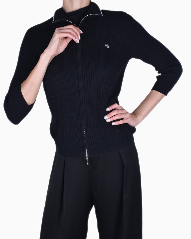 Jaqueta Lauren Ralph Lauren Original Tricot Preta Feminina