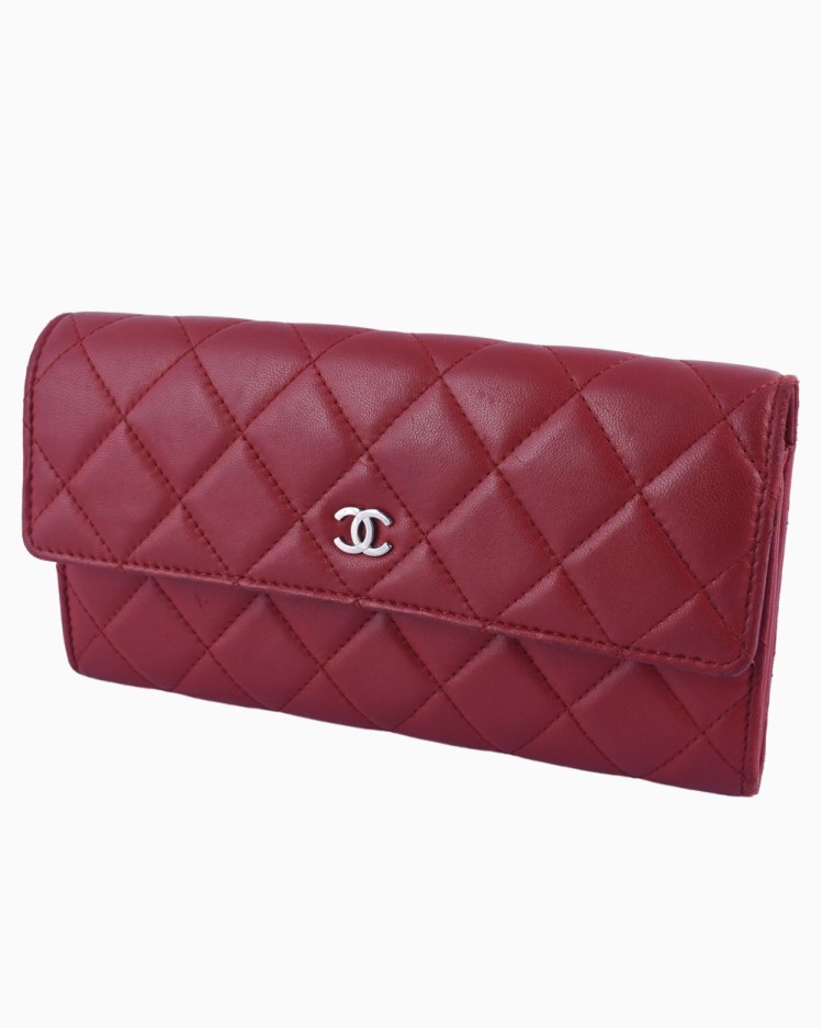 Carteira Chanel Original Classic Flap Wallet Vermelha Feminina