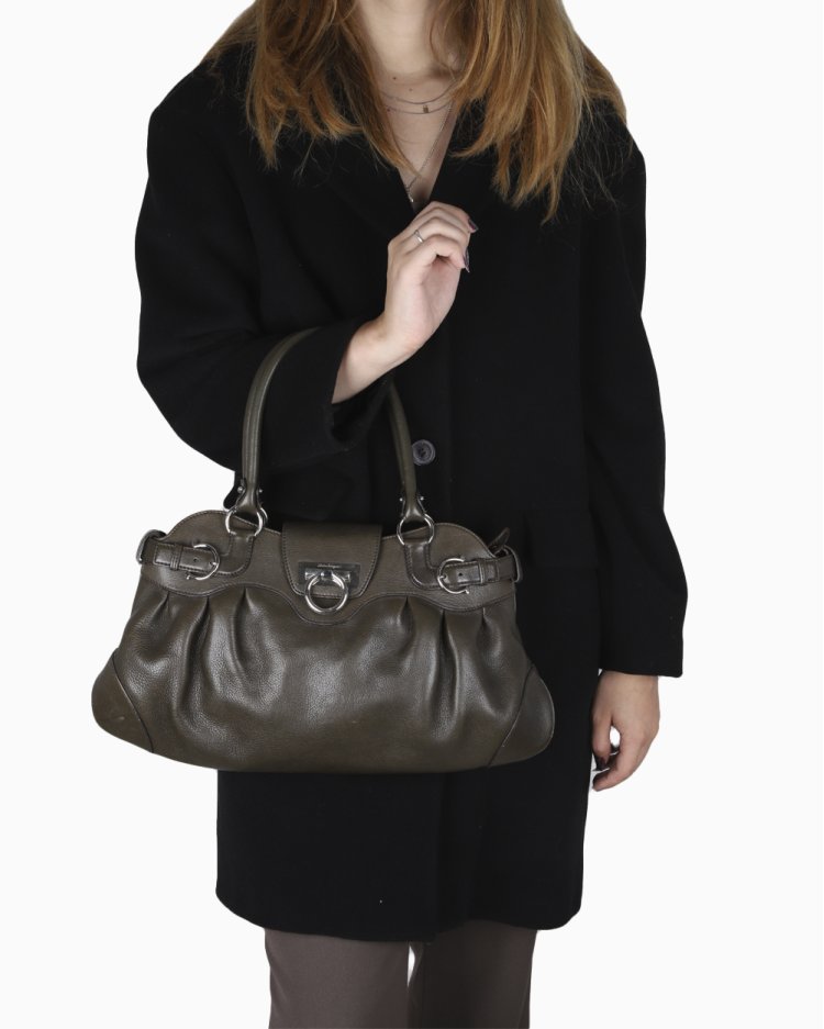 Bolsa Salvatore Ferragamo Original Marisa Verde Musgo Feminina