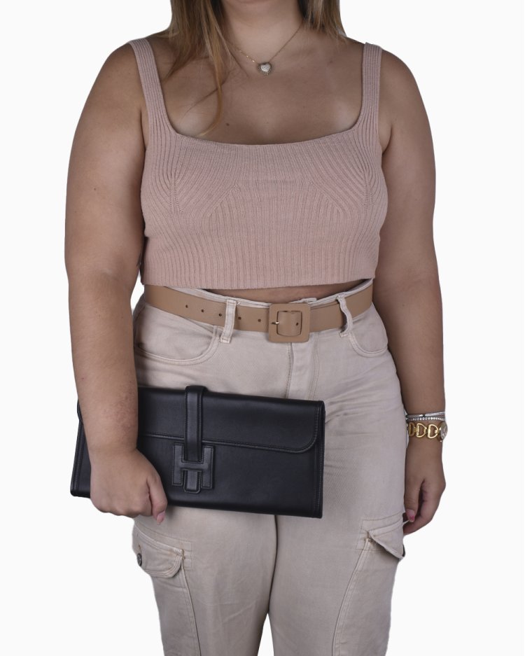 Clutch Hermès Original Jige Elan 29 Preta Feminina