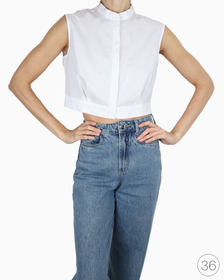 Camisa Cropped Carol Bassi Original Algodão Branca Feminina