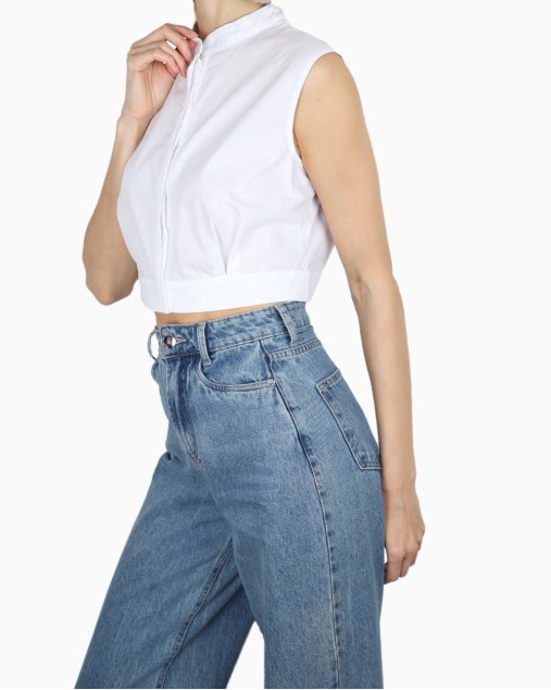Camisa Cropped Carol Bassi Original Algodão Branca Feminina