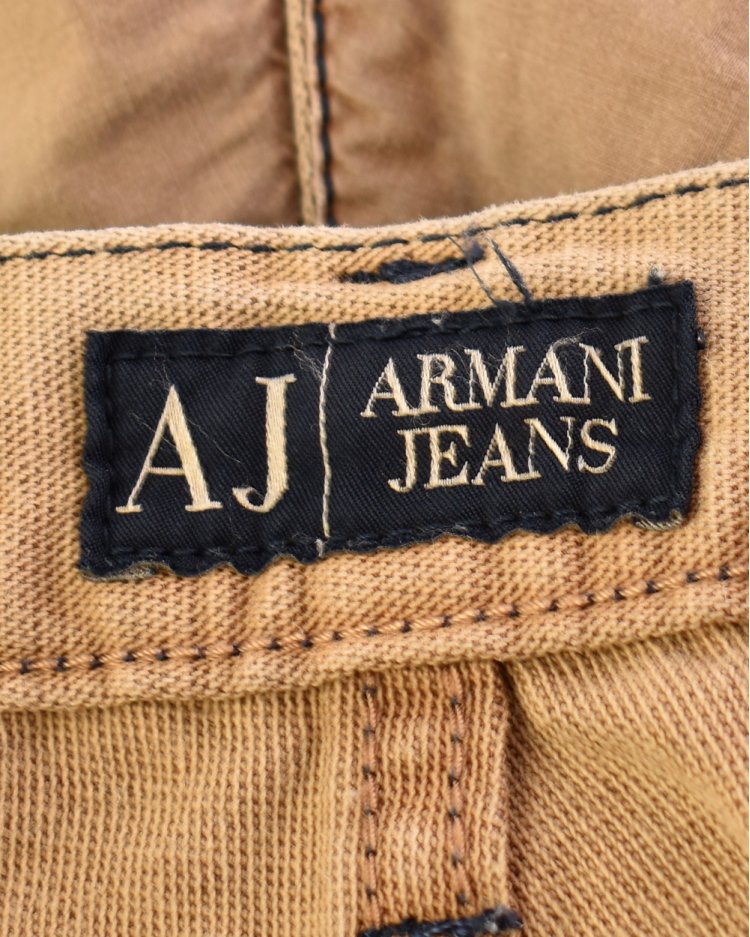 Calça Armani Original Jeans Recortes Bege Masculina