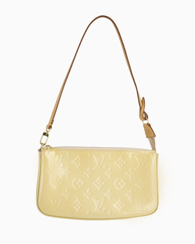 Bolsa Louis Vuitton Original Pochette Accessories Verniz Mostarda