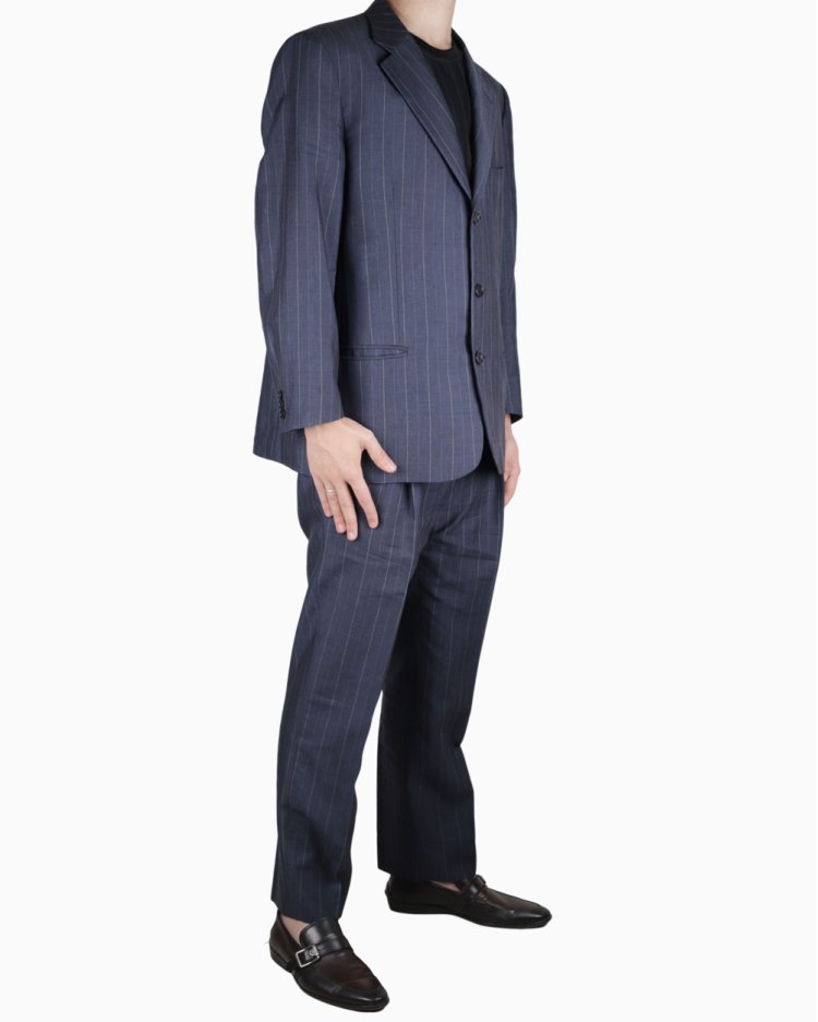 Terno Ermenegildo Zegna Original Azul Risca de Giz Masculino