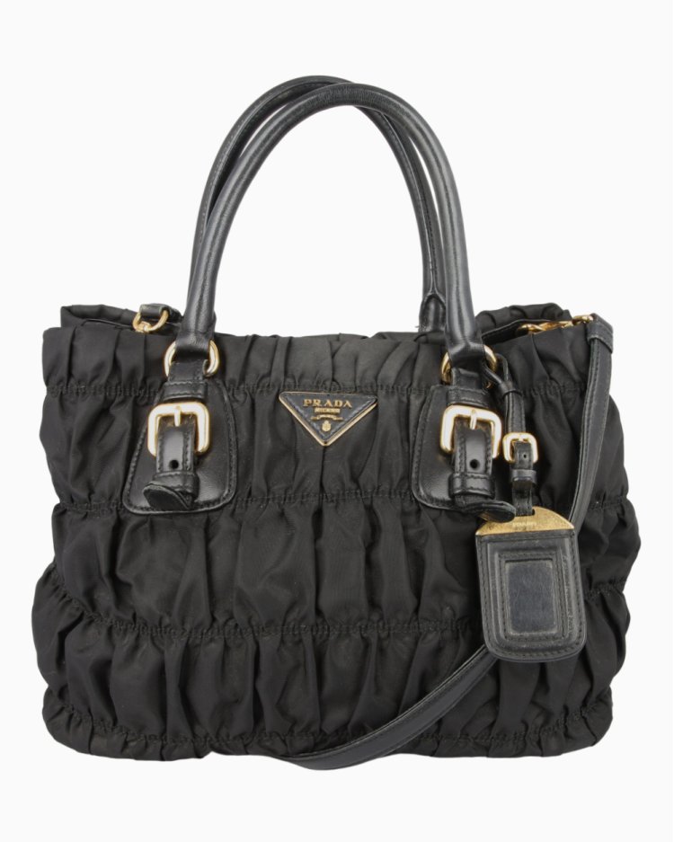 Bolsa Prada Original Tessuto Gaufre Shopping Preta Feminina