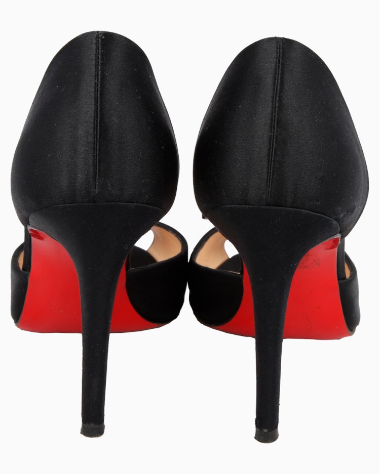 Sapato Christian Louboutin Original Cetim Com Laço Preto Feminino