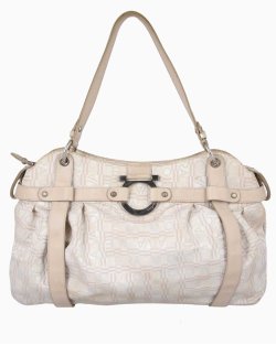 Bolsa Ferragamo Gancini Canvas Monograma Off White