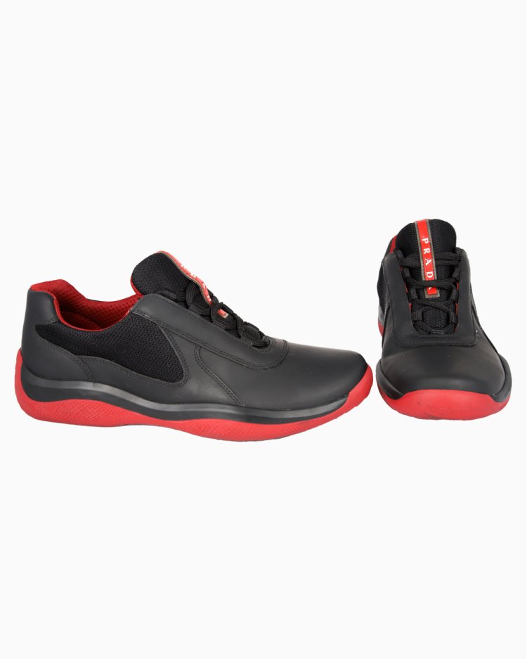 Tênis Prada Original America's Cup Preto e Vermelho Masculino