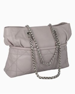 Bolsa Dior Cannage Granville Chain Tote Cinza