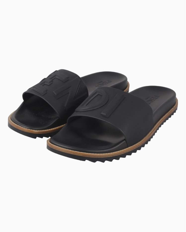 Slide Fendi Original Rubber Preto Masculino