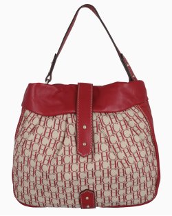 Bolsa Carolina Herrera Logo Vermelha e Bege