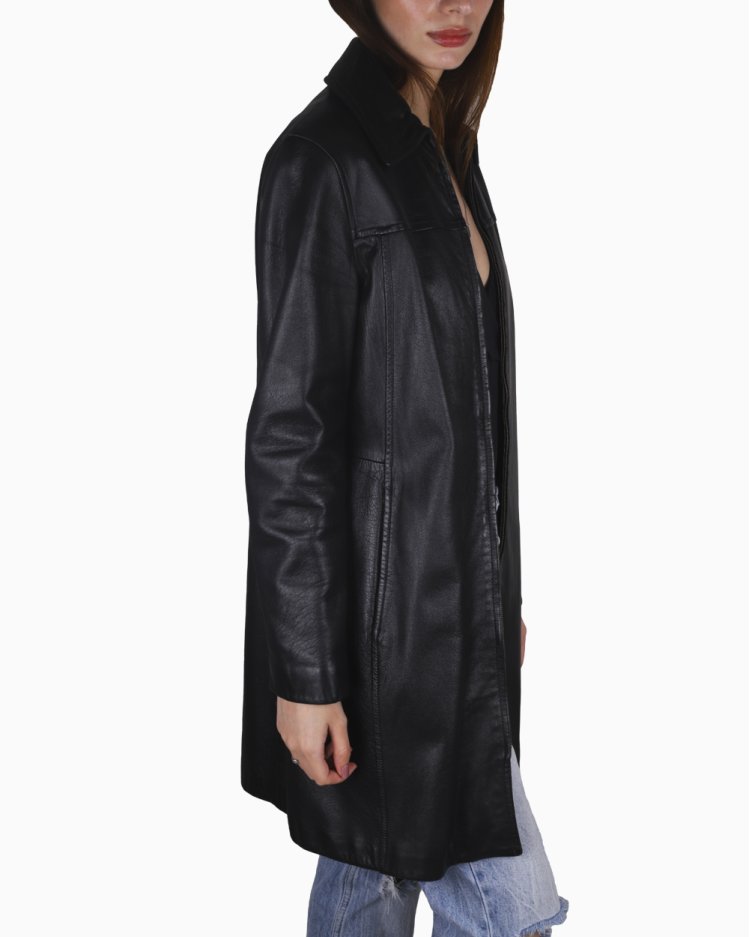 Jaqueta Armani Jeans Original Couro Preta Feminina