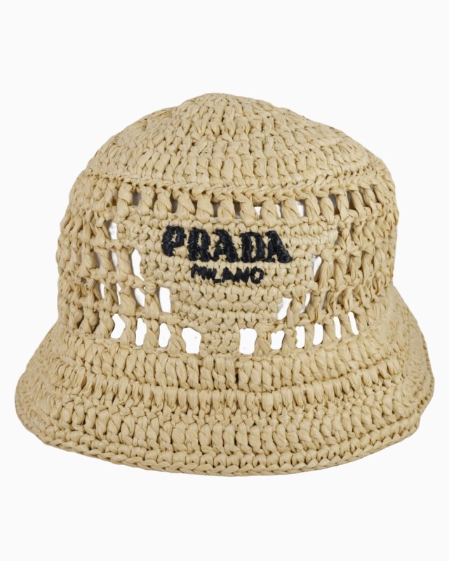 Chapéu Prada Original Ráfia Com Logo Bordado Feminino